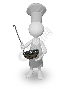 以带吊子的烹饪餐厅喂养咖啡馆餐具职业厨师钢包勺子围裙金属图片
