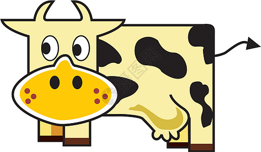 核桃牛奶奶牛牛奶村庄尾巴卡通片哺乳动物动物牛肉插图农场卡通插画