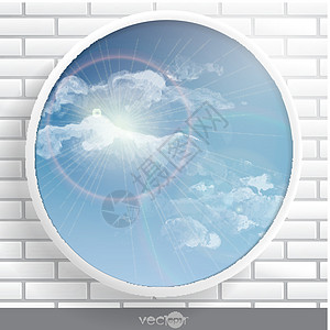 带有框架的抽象圆形墨水空气太阳网络艺术绘画横幅水彩蓝色插图图片