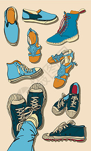 盒装鞋矢量组电脑跑步运动配饰靴子橡皮男人拖鞋夹子卡通片图片