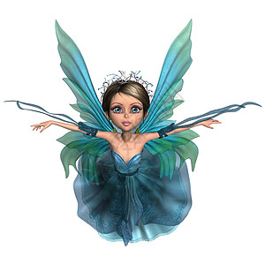 小仙女女王插图裙子神话童话女孩魔法蓝色童年小精灵图片