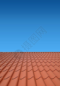 金属板新屋顶财产建筑学电镀房子床单烟囱蓝色天空平铺材料图片