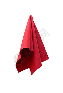 白色背景上的红布块 A织物棉布餐巾纺织品编织红色材料检查野餐亚麻图片