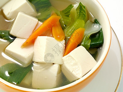 豆腐和蔬菜汤花朵饮食大豆胡椒营养食物美食早餐盘子黄豆图片
