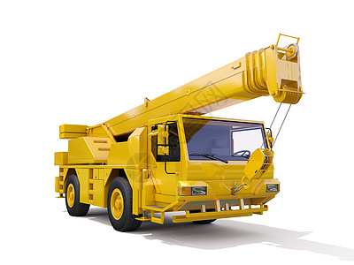 卡车起重车作业提重物配重工程设备黄色机器转盘重量车辆图片