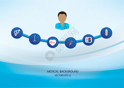 医疗背景矢量心电图脉冲技术插图监视器科学蓝色生活药品背景图片