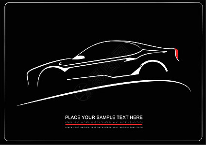 黑色背景的汽车白色轮廓 矢量插图活力公司窗户工作金属兜帽商业身份杂志技术图片