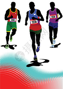 运行者 轨道和字段 矢量插图速度跑步运动男人肌肉短跑身体田径曲线夹子图片