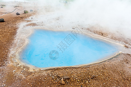 蓝池Blesi蒸汽蓝色地热水池矿物质火山风暴高地盆地图片