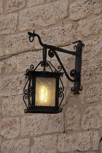Assisi  旧街灯街道装饰照明装饰品历史性艺术古董蓝色灯柱手工图片