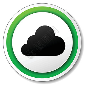 矢量云图标技术电脑网络绿色贴纸阴影贮存标签圆形服务器背景图片