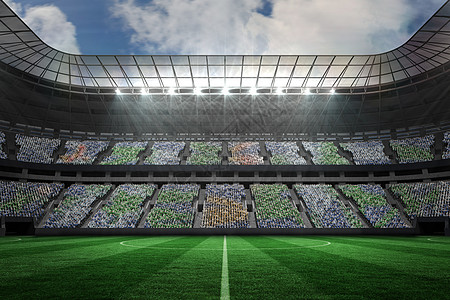 大型有灯光的足球场世界闲暇数字人群插图运动绘图沥青计算机体育场背景图片