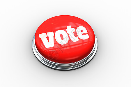 在数字生成的红色按键上投票绘图表决力量一个字公民控制选举计算机插图义务背景图片