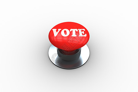 在数字生成的红色按键上投票插图公民义务流行语计算机绘图一个字控制选举力量背景图片