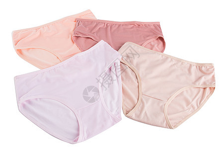 背面的妇女内裤纺织品美丽内衣球衣女性化蕾丝衣服工作室粉色白色背景图片