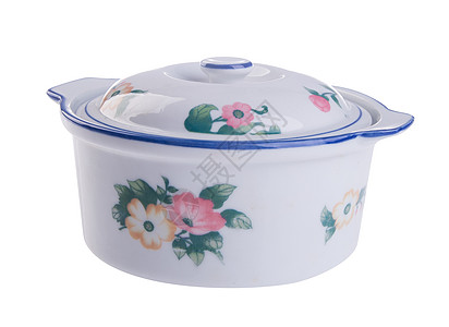 Pot 陶瓷食品罐的背景圆形盘子餐具食物美食白色沙锅制品商品平底锅图片
