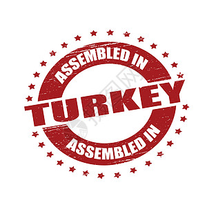 在土耳其集结橡皮星星圆形拼凑红色火鸡墨水矩形图片