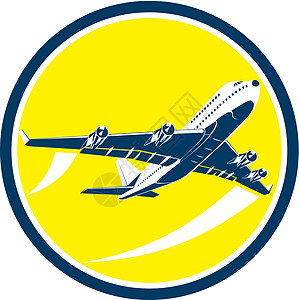 商业喷气飞机航空圆环雷特罗插图客机喷射起飞运输航空公司空气艺术品圆圈旅行图片