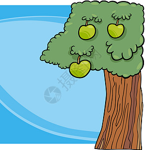苹果树卡通插图善恶卡通片果树知识树叶水果花园生长树干绿色图片