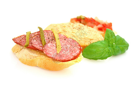 布鲁塞塔香料食物香肠面包草药小吃午餐美食低脂肪营养图片
