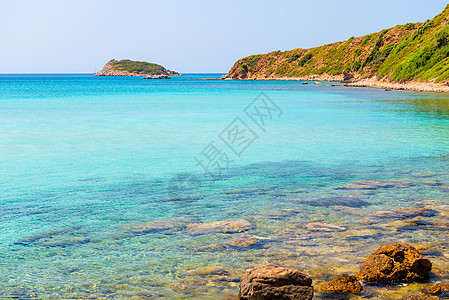 美丽的景色海滩清洁爱琴海图片