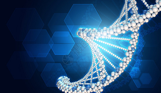 DNA模型和六边形背景图片