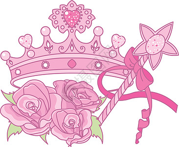 皇冠公主公主皇冠邀请函标识新娘花束邮政玫瑰棍棒明信片插图免版税设计图片