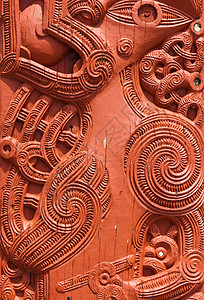 毛利人的雕刻土著红色装饰品木头会议室面具艺术历史性地标文化图片