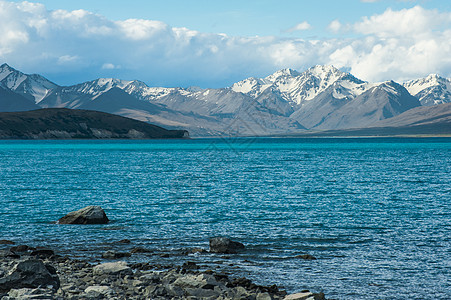 泰卡波湖远景天空日光天蓝色水平风景多云爬坡山脉蓝色图片