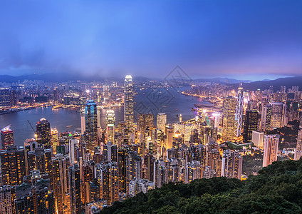 香港市之夜经济商业摩天大楼金融场景建筑码头天堂玻璃建筑学图片