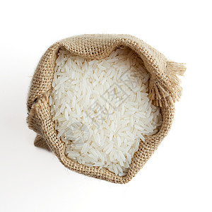 大米在布罗普麻袋水稻米粒素食种子解雇白米帆布图片