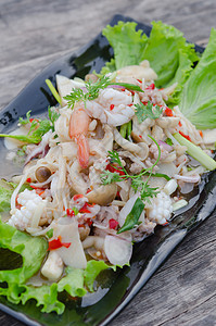 辣辣海鲜沙拉海鲜蔬菜胡椒猪肉洋葱营养乌贼沙拉章鱼食物图片