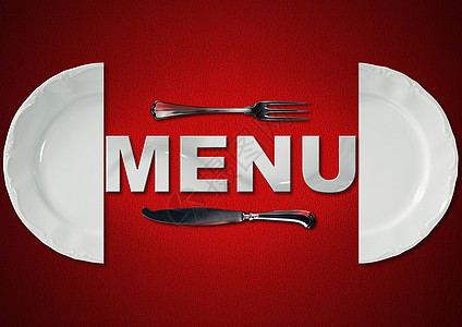 餐厅菜单设计金属厨师桌子食品午餐刀具银器厨房陶瓷食物图片