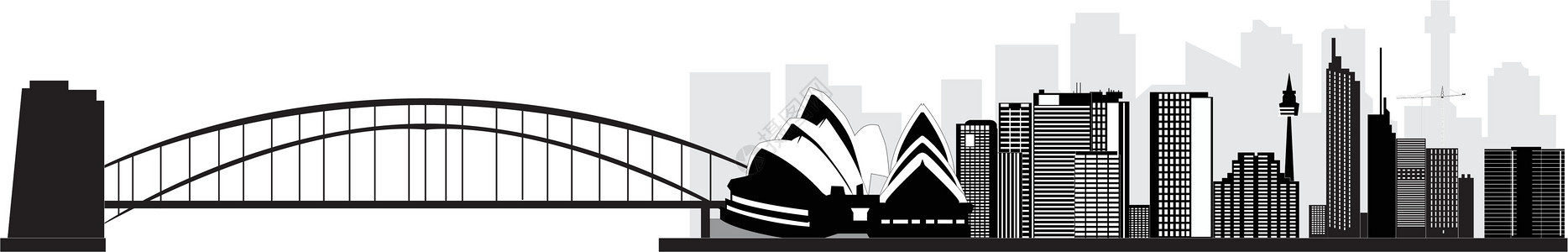 sydney 天线地标摩天大楼歌剧城市联盟全景插图中心旅行地平线图片