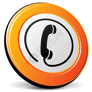 橙色按钮电话橙色图标插画