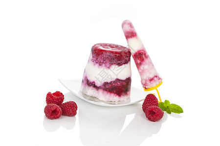 草莓冰棒奶油冰棒水平棒冰薄荷活力美食摄影水果覆盆子图片