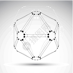 矢量抽象 3D网状对象 技术设计元件模板三角形插图金属力量电子产品造型几何学水晶科学高科技图片