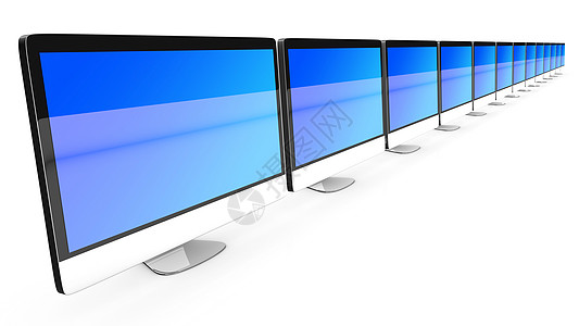 在一个计算机中一行  全部互联网监视器工作站硬件一体办公室电视屏幕黑色电子图片