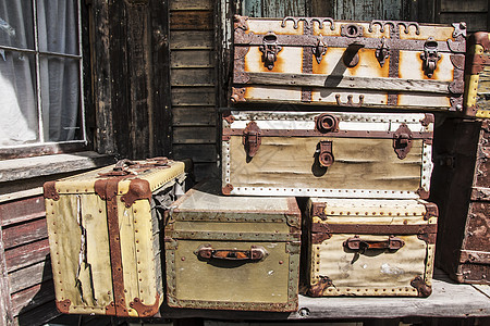 旧行李皮革电报路线手提箱案件车站盒子古董棕色旅行图片