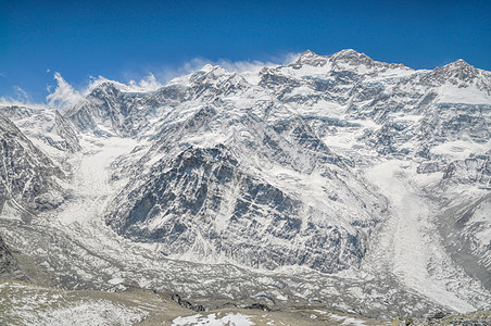 康钦坚加蓝天全景风景干城山脉山峰图片