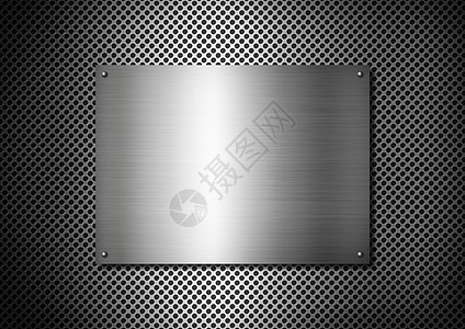 带有螺丝的银金属质料板合金工业抛光网格空格处盘子材料控制板拉丝床单图片