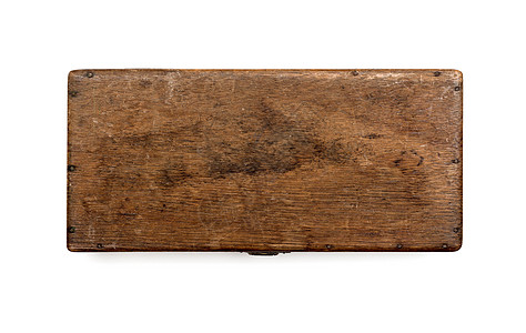白色背景的古老古董牵引器盒安全棺材树干宝藏金属闩锁雕刻指甲木材贮存图片