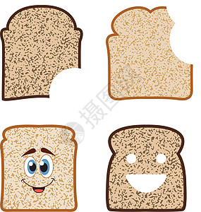 白面包和棕面包切片的矢量收集图片