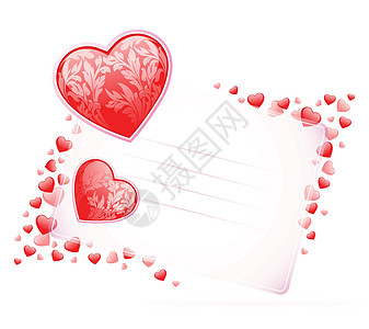 带心的情人日卡红色空白插图卡片框架奢华图片