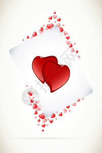 带心的情人日卡插图框架空白卡片红色奢华背景图片