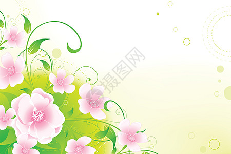 花卉背景插图漩涡叶子绿色艺术蝴蝶滚动圆圈乐趣背景图片