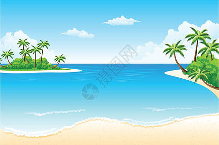 热带热带景观插图蓝色海滩地平线海景季节海岸线场景天空海浪图片