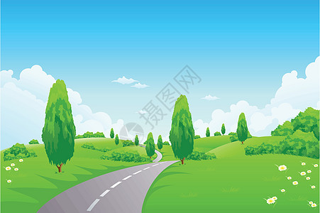 林林绿地场景草地商业插图天空地平线绿色植物蓝色建筑学天际图片