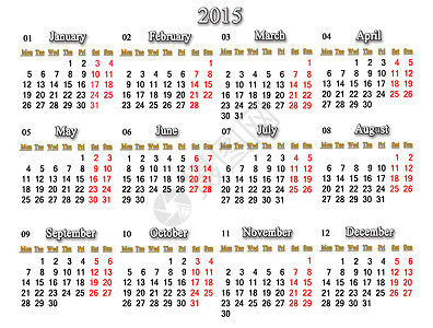 2015年日历桌子商业日记日程议程数字厄运组织办公室英语图片