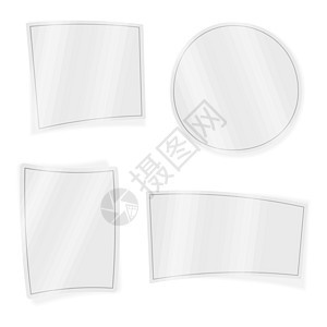 矢量纸纸套件插图灰色白色框架阴影正方形圆形贴纸边界圆圈图片